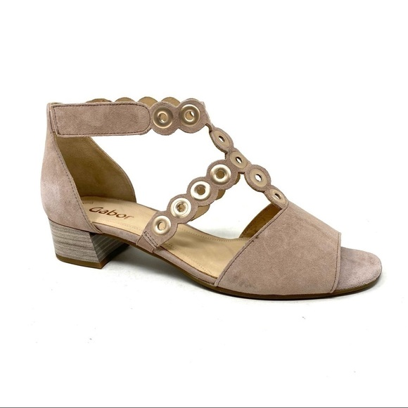Gabor Shoes - Gabor suede 81.721.14 comfort block heel sandals antikrosa